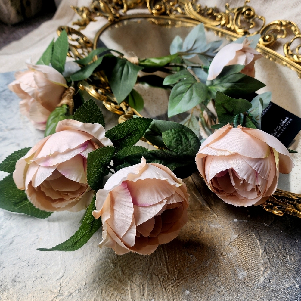 Hair Wreath Accessories Botanical Cottage Pink Flower Rose Embellished Headband